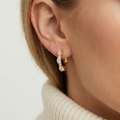 Helen Kirchhofer - Sif Jakobs Ellera Waves Altro Creolo Ohrringe - SJ-E2762-CZ-YG