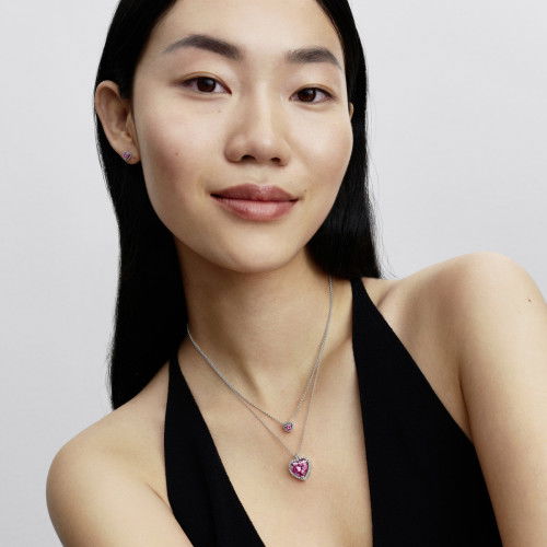 Helen Kirchhofer - Pandora Rosafarbener Strahlenkranz Herz Halskette - 394414C01-45