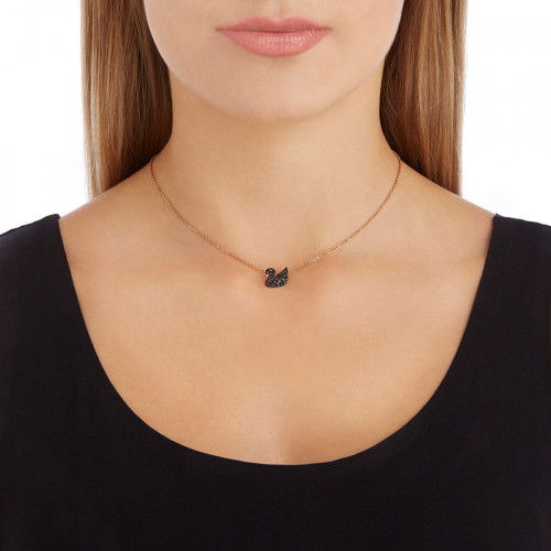 Helen Kirchhofer - Swarovski Swan Halskette Schwan Klein Schwarz Roségold Legierungsschicht - 5204133