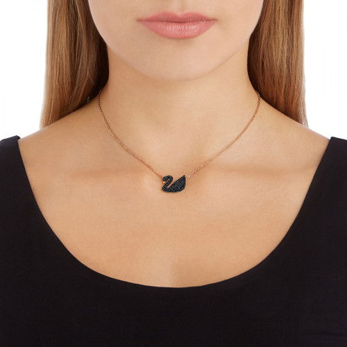Helen Kirchhofer - Swarovski Swan Halskette Schwan Schwarz Roségold Legierungsschicht - 5204134