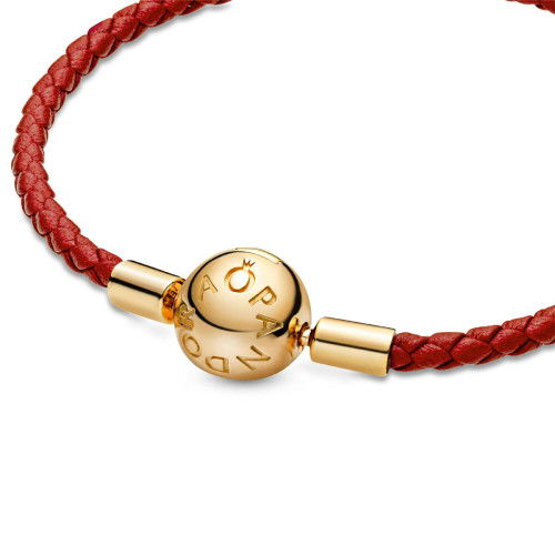 Helen Kirchhofer - Pandora Moments rotes geflochtenes Lederarmband - 568777C01