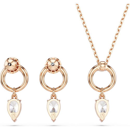 Helen Kirchhofer - Swarovski Mesmera Set Tropfenschliff Rundschliff Weiss Roségold Legierungsschicht - 5733808