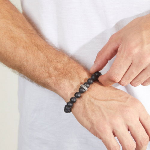 Helen Kirchhofer - Bikergold Armband Onyx Tire Cross - BG6008