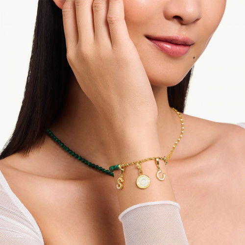 Helen Kirchhofer - Thomas Sabo Member Charm Armband mit Gliedern und imitiertem Malachit vergoldet - A2130-140-6