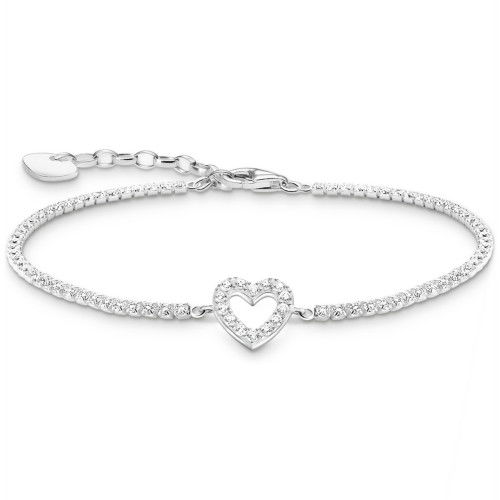 Helen Kirchhofer - Thomas Sabo Tennisarmband Herz mit weissen Steinen Silber - A2177-051-14-L19V