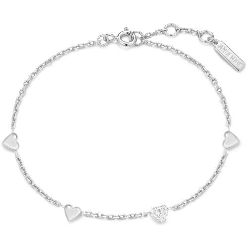 Helen Kirchhofer - Ania Haie Silver Pavé Puffed Heart Station Armband - B074-06H