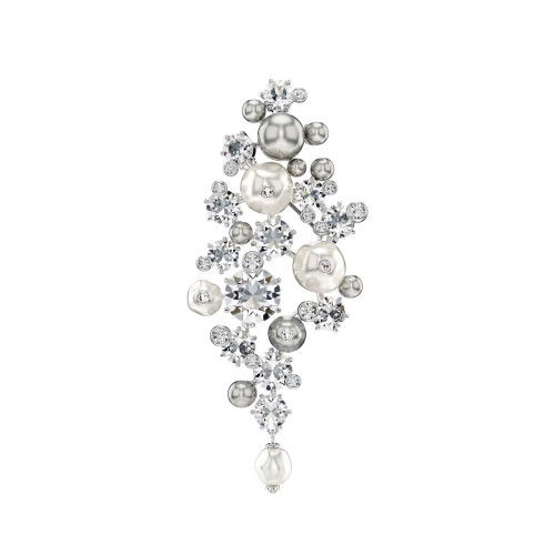 Helen Kirchhofer - Swarovski Constella Brosche Kristallperle Rundschliff Weiss Rhodiniert - 5722516