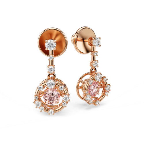 Helen Kirchhofer - Swarovski Constella Drop Ohrhänger Rundschliff Dancing Stone Rosa Roségold Legierungsschicht - 5744239
