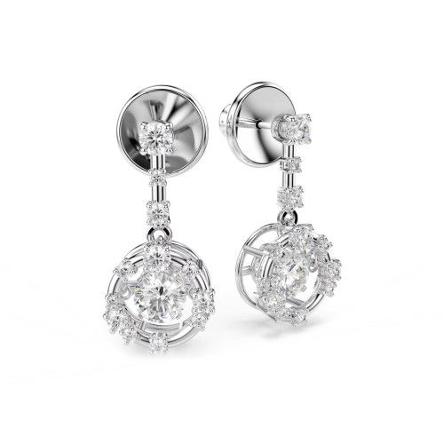 Helen Kirchhofer - Swarovski Constella Drop Ohrhänger Rundschliff Dancing Stone Weiss Rhodiniert - 5738194