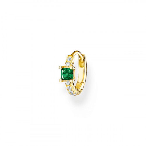 Helen Kirchhofer - Thomas Sabo Einzel Creole Grüner Stein mit Weissen Steinen Gold - CR691-971-7