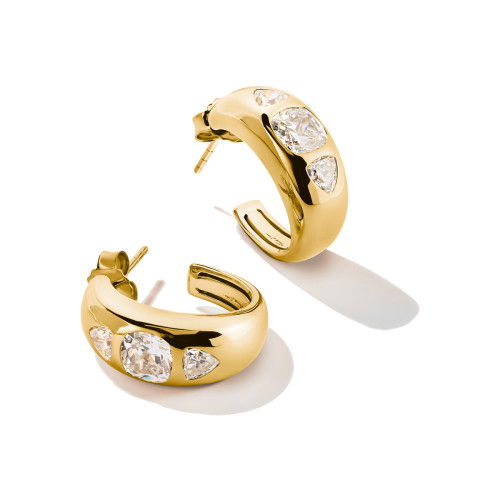 Helen Kirchhofer - Thomas Sabo Creolen mit weissen Zirkonia Steine Bold Elegance 18k Vergoldung - CR759-414-14