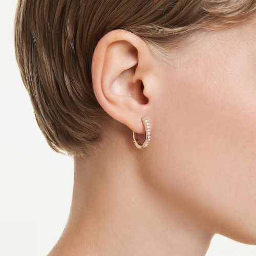 Helen Kirchhofer - Swarovski Dextera Kreolen Achteckform Rundschliff Klein Weiss Roségold Legierungsschicht - 5743798