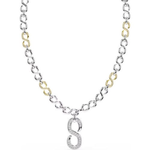 Helen Kirchhofer - Swarovski Dextera lange Halskette Rundschliff Weiss Metallmix - 5743785