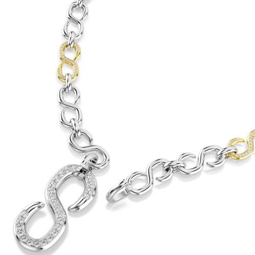 Helen Kirchhofer - Swarovski Dextera lange Halskette Rundschliff Weiss Metallmix - 5743785