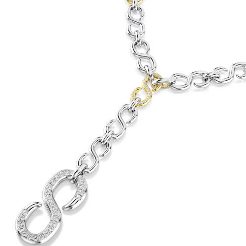 Helen Kirchhofer - Swarovski Dextera lange Halskette Rundschliff Weiss Metallmix - 5743785