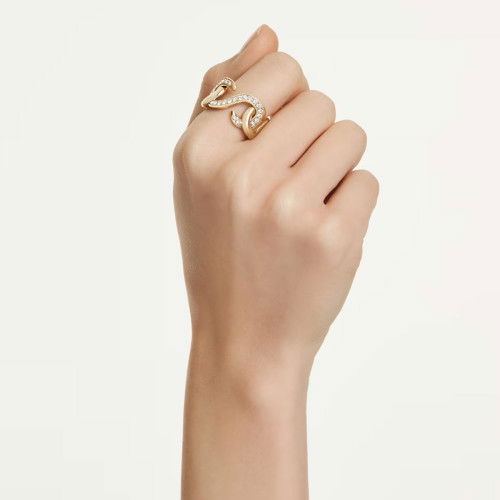 Helen Kirchhofer - Swarovski Dextera Offener Ring Rundschliff Weiss Goldlegierungsschicht