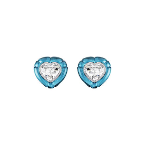 Helen Kirchhofer - Swarovski Dulcis Ohrclips Herzschliff Pavé Herz Blau Rhodiniert - 5714385
