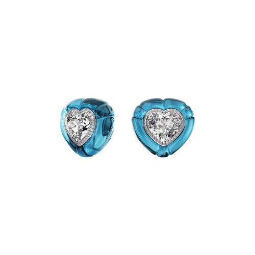 Helen Kirchhofer - Swarovski Dulcis Ohrclips Herzschliff Pavé Herz Blau Rhodiniert - 5714385