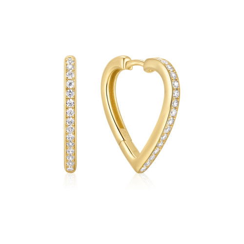 Helen Kirchhofer - Ania Haie Gold Medium Sparkle Heart Huggie Ohrringe - E074-08G