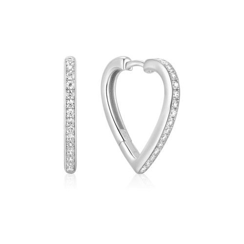 Helen Kirchhofer - Ania Haie Silver Medium Sparkle Heart Huggie Ohrringe - E074-08H