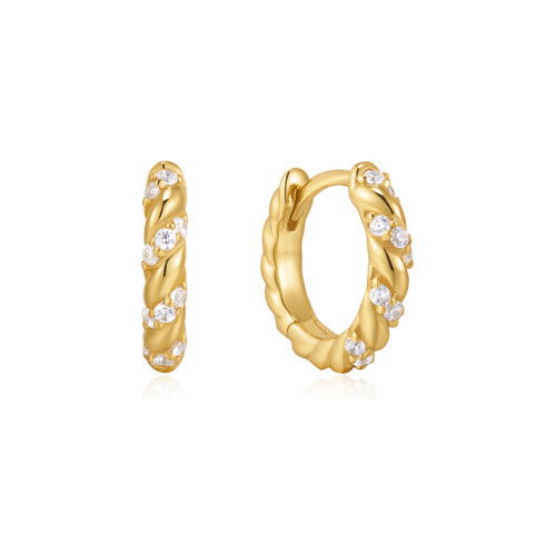 Helen Kirchhofer - Ania Haie Gold Sparkle Twisted Huggie Ohrringe - E075-07G