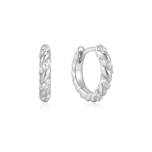 Helen Kirchhofer - Ania Haie Silver Sparkle Twisted Huggie Ohrringe - E075-07H