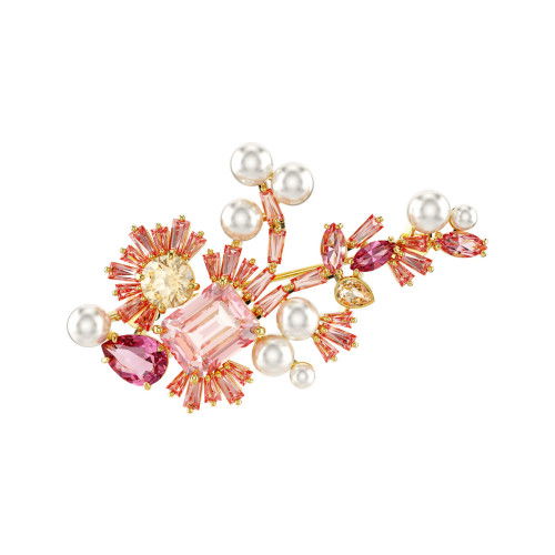 Helen Kirchhofer - Swarovski Gema Brosche Verschiedene Schliffe Blume Rosa Goldlegierungsschicht - 5688478