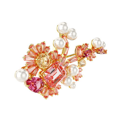 Helen Kirchhofer - Swarovski Gema Brosche Verschiedene Schliffe Blume Rosa Goldlegierungsschicht - 5688478