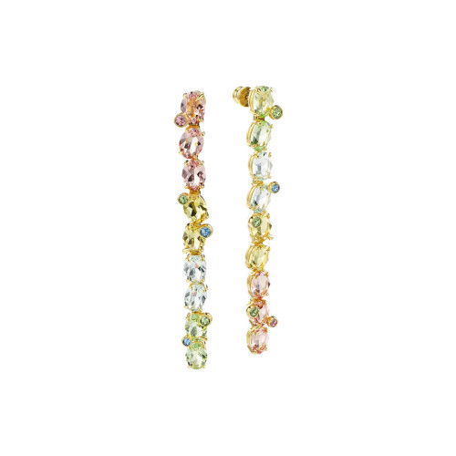 Helen Kirchhofer - Swarovski Gema Drop Ohrhänger Asymmetrisches Design Verschiedene Schliffe Mehrfarbig Goldlegierungsschicht - 5705809