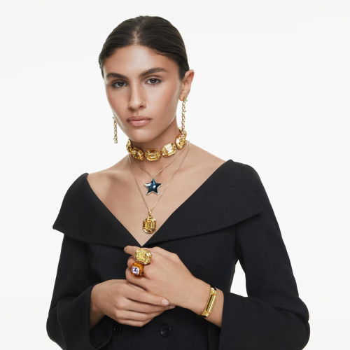 Helen Kirchhofer - Swarovski Gema Drop Ohrhänger Asymmetrisches Design Verschiedene Schliffe Mehrfarbig Goldlegierungsschicht - 5705809