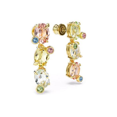 Helen Kirchhofer - Swarovski Gema Drop Ohrhänger Asymmetrisches Design Verschiedene Schliffe Mehrfarbig Gold - 5714815