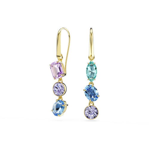 Helen Kirchhofer - Swarovski Gema Drop Ohrhänger Asymmetrisches Design Verschiedene Schliffe Mehrfarbig Goldlegierungsschicht - 5747917