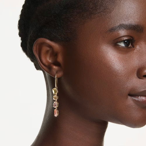 Helen Kirchhofer - Swarovski Gema Drop Ohrhänger Asymmetrisches Design Verschiedene Schliffe Rosa Goldlegierungsschicht - 5737454