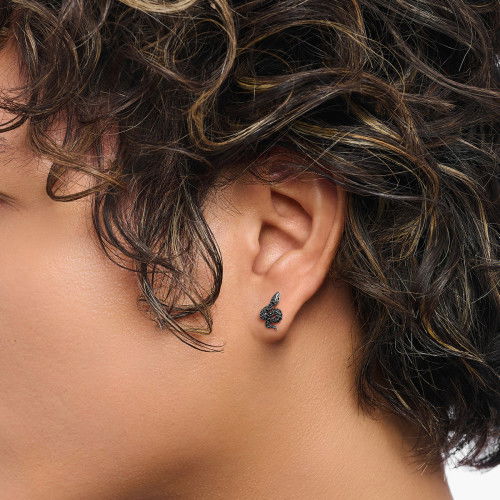 Helen Kirchhofer - Thomas Sabo Ohrstecker Schlange mit schwarzen Steinen Silber geschwärzt - H2298-691-11