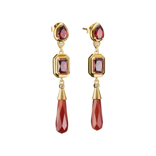 Helen Kirchhofer - Thomas Sabo Ohrringe Rote Steine Elyndra 18k Vergoldung - H2332-414-10