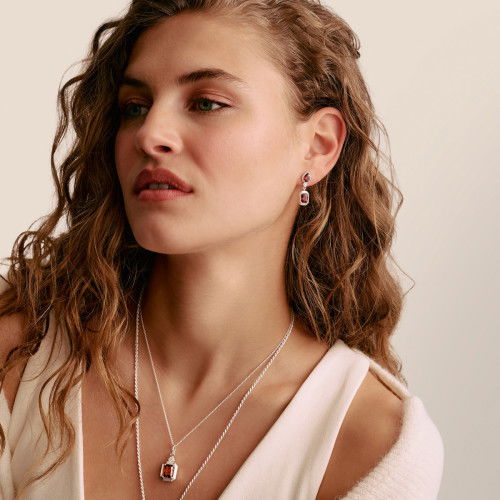 Helen Kirchhofer - Thomas Sabo Ohrstecker Oktagon Granatrot Elyndra Silber - H2334-051-10