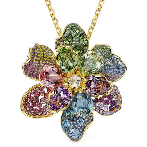 Helen Kirchhofer - Swarovski Idyllia Halskette und Brosche Verschiedene Schliffe Pavé Blume Mehrfarbig Metallmix - 5709952