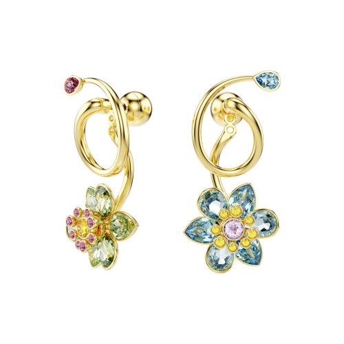 Helen Kirchhofer - Swarovski Idyllia Drop Ohrhänger Asymmetrisches Design Verschiedene Schliffe Blume Mehrfarbig Goldlegierungsschicht - 5709025