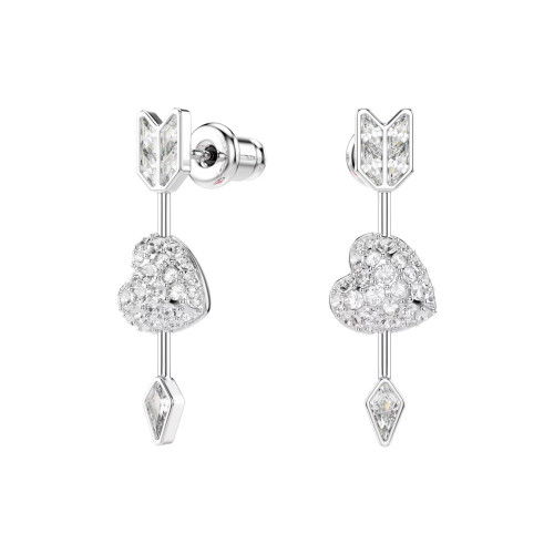 Helen Kirchhofer - Swarovski Idyllia Drop Ohrhänger Verschiedene Schliffe Herz mit Pfeil Weiss Rhodiniert - 5749602