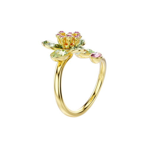 Helen Kirchhofer - Swarovski Idyllia Offener Ring Verschiedene Schliffe Blume Grün Goldlegierungsschicht