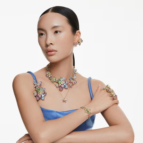 Helen Kirchhofer - Swarovski Idyllia Offener Ring Verschiedene Schliffe Blume Grün Goldlegierungsschicht