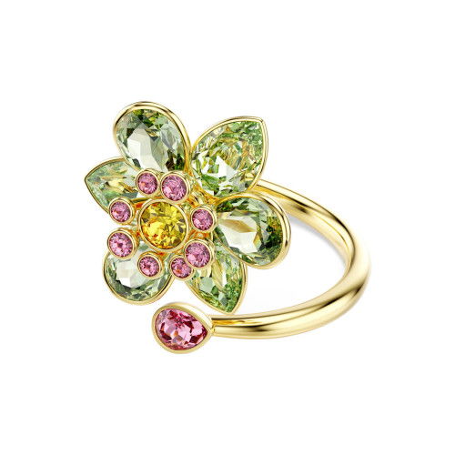 Helen Kirchhofer - Swarovski Idyllia Offener Ring Verschiedene Schliffe Blume Grün Goldlegierungsschicht