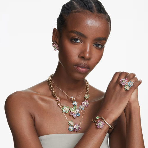 Helen Kirchhofer - Swarovski Idyllia Ohrspange Set Asymmetrisches Design verschiedene Schliffe Blume Mehrfarbig Goldlegierungsschicht - 5709026