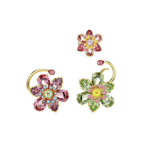 Helen Kirchhofer - Swarovski Idyllia Ohrspange Set Asymmetrisches Design verschiedene Schliffe Blume Mehrfarbig Goldlegierungsschicht - 5709026