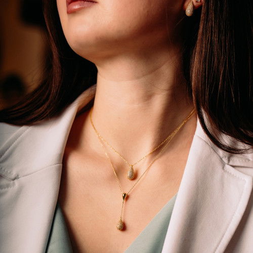 Helen Kirchhofer - Julie Julsen Halskette mit Anhänger Crystal Drop - JJNE33819-G