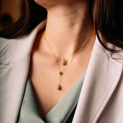 Helen Kirchhofer - Julie Julsen Halskette mit Anhänger Crystal Drop - JJNE33851-G