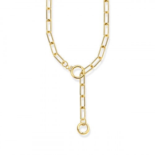 Helen Kirchhofer - Thomas Sabo Halskette mit zwei Ringverschlüssen und weissen Steinen vergoldet - KE2192-414-14-L47