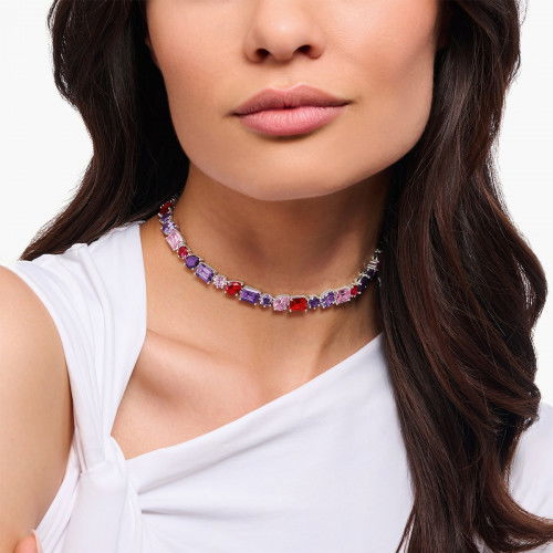 Helen Kirchhofer - Thomas Sabo Choker Halskette mit bunten Steinen in drei Schliffarten Silber - KE2196-477-7-L42V