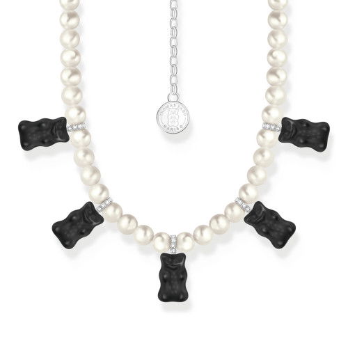 Helen Kirchhofer - Thomas Sabo Perlenkette mit 5 schwarzen Goldbären Silber - KE2208-052-11-L50v