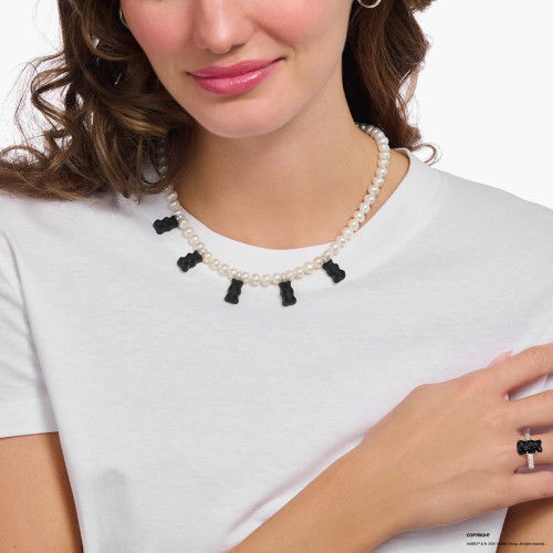 Helen Kirchhofer - Thomas Sabo Perlenkette mit 5 schwarzen Goldbären Silber - KE2208-052-11-L50v